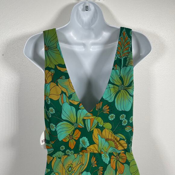 Nine Lives Bazaar Dress 6 Green Emerald Sarah Bias Midi Tropical Party Boho New - Picture 9 of 14